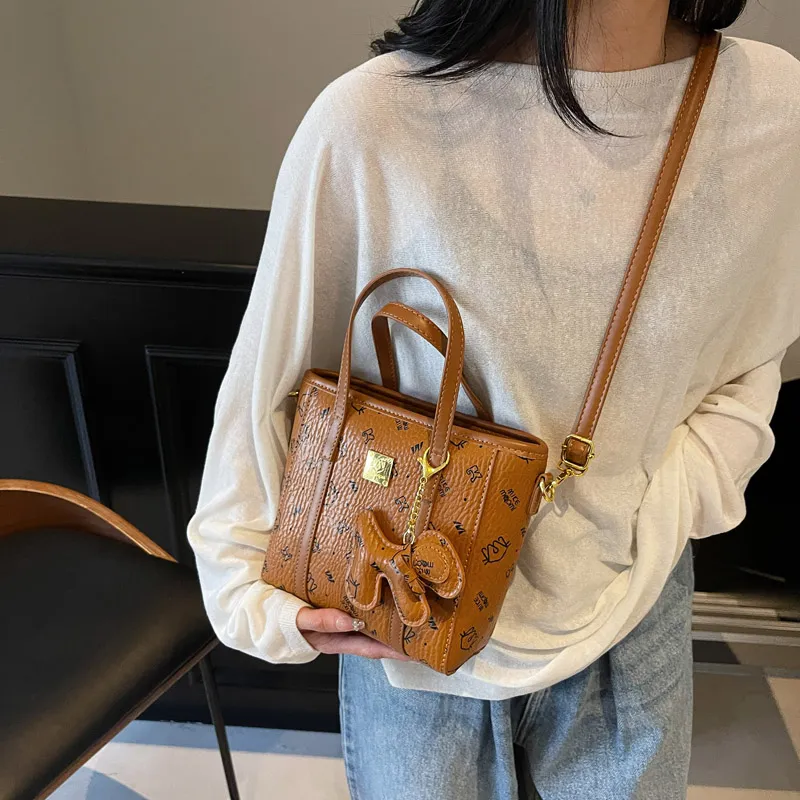 Gerlanx Pu Bucket Bag, Crossbody Bag Trumpets Women's Brown/Pink/Black/White-2