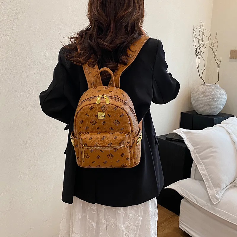 Gerlanx PU Backpack Regular Women's Pink/Brown/White/Black-23