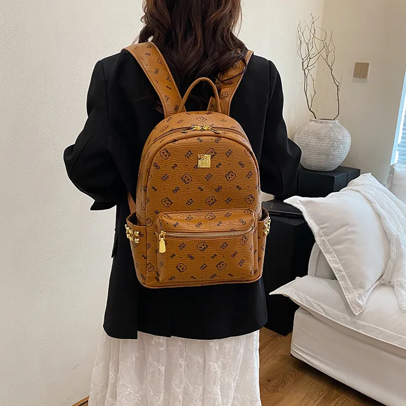 Gerlanx PU Backpack Regular Women's Pink/Brown/White/Black-21