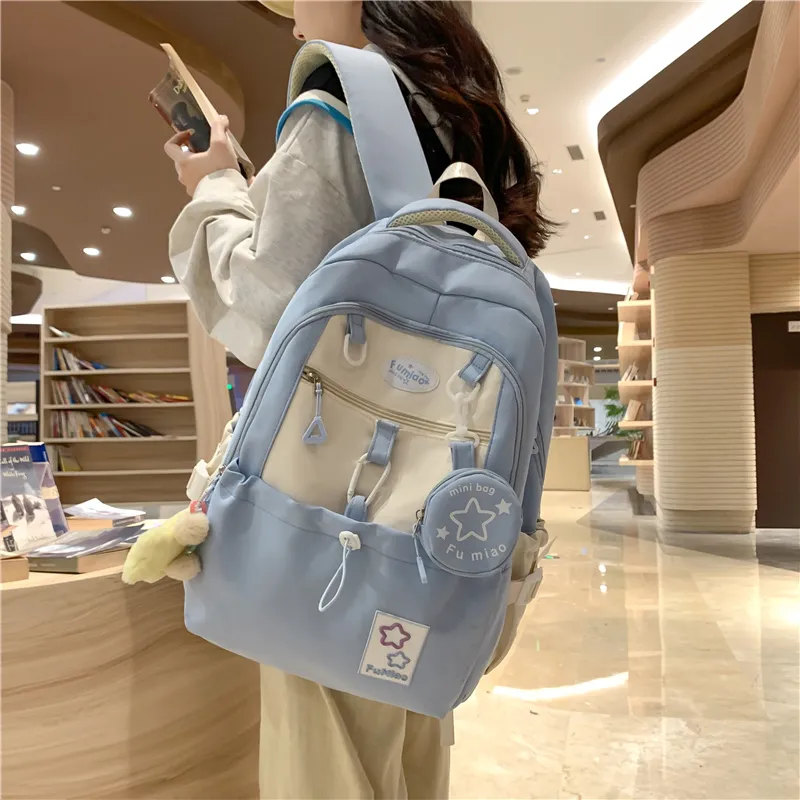 Gerlanx Canvas Backpack Regular Unisex Black Purple Pink Yellow Blue-4