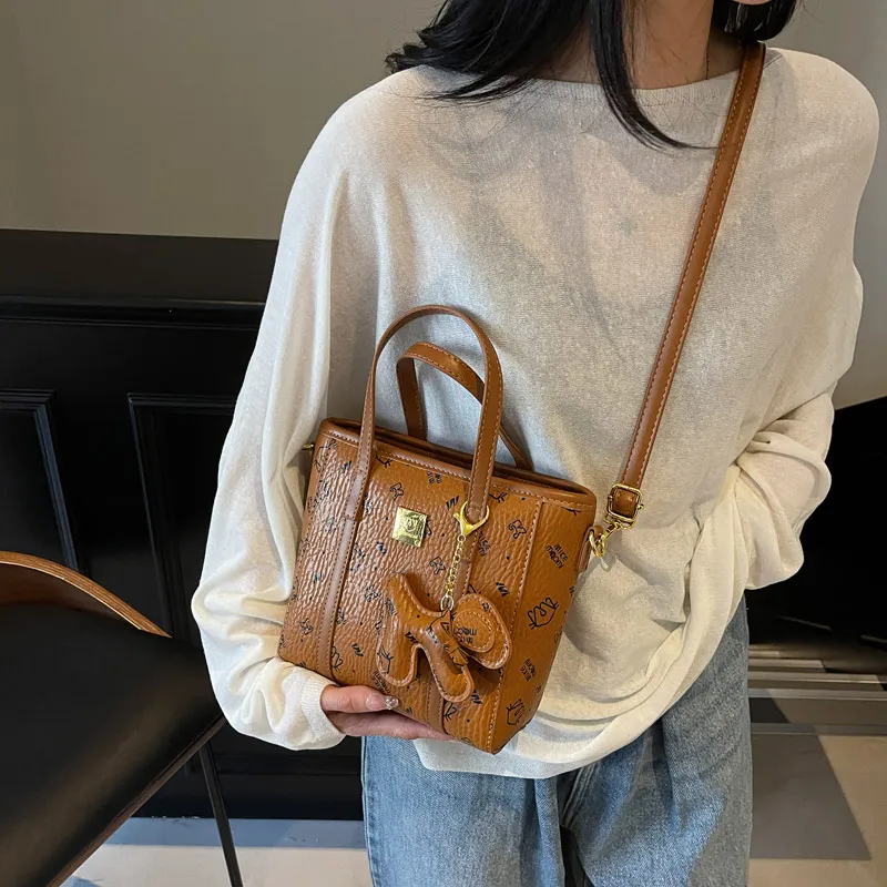 Gerlanx Pu Bucket Bag, Crossbody Bag Trumpets Women's Brown/Pink/Black/White-1