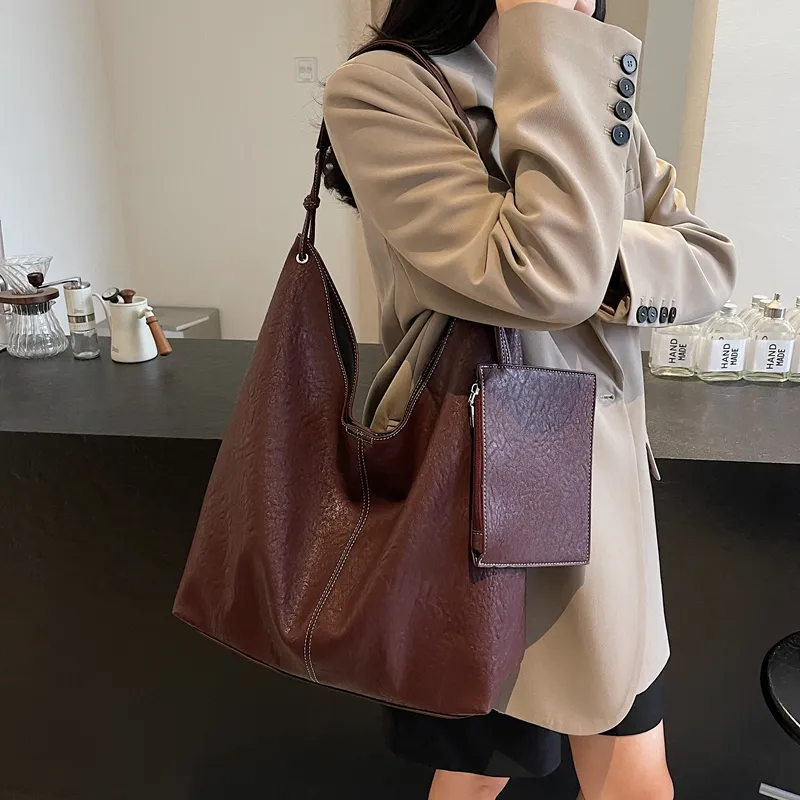 Gerlanx Pu Shoulder Bag Large Size Women's Black Burgundy Khaki Coffee-20