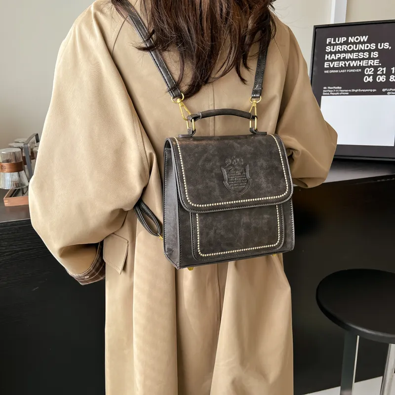 Gerlanx PU Backpack Small Size Women's Dark Tea/Burgundy/Brown/Coffee-11