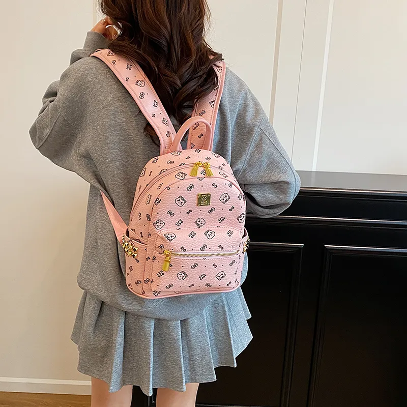 Gerlanx PU Backpack Regular Women's Pink/Brown/White/Black-8