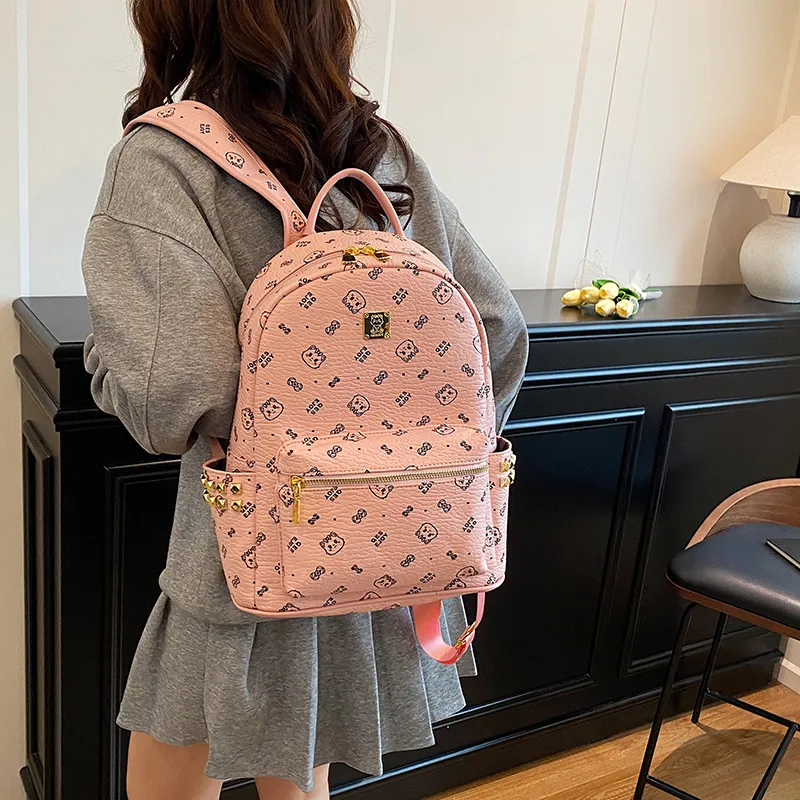 Gerlanx PU Backpack Regular Women's Pink/Brown/White/Black-5