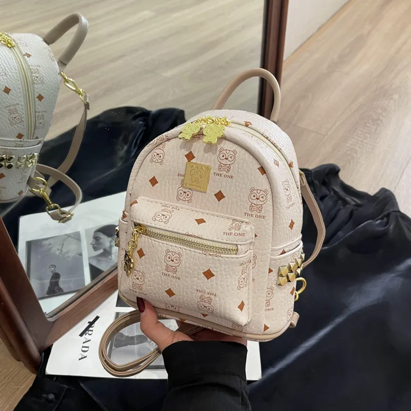BAODIDAISHU Pu Backpack Women's White/Pink/Brown-37