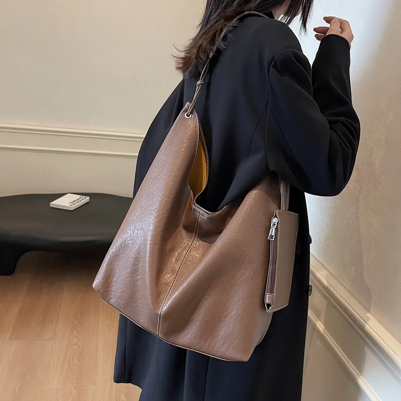 Gerlanx Pu Shoulder Bag Large Size Women's Black Burgundy Khaki Coffee-10