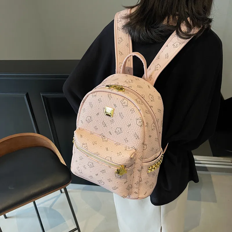 Gerlanx Pu Backpack Regular Women's Pink/Brown/Black/White-12