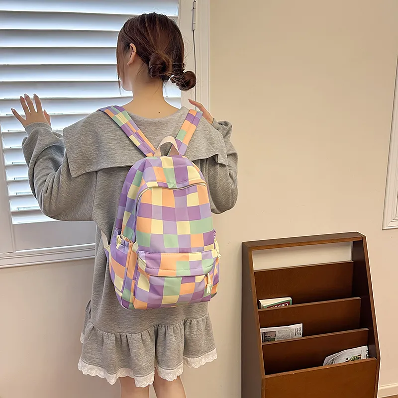 Gerlanx Nylon Backpack Women's Blue Green/Purple Pink/Blue Purple/Blue White-18