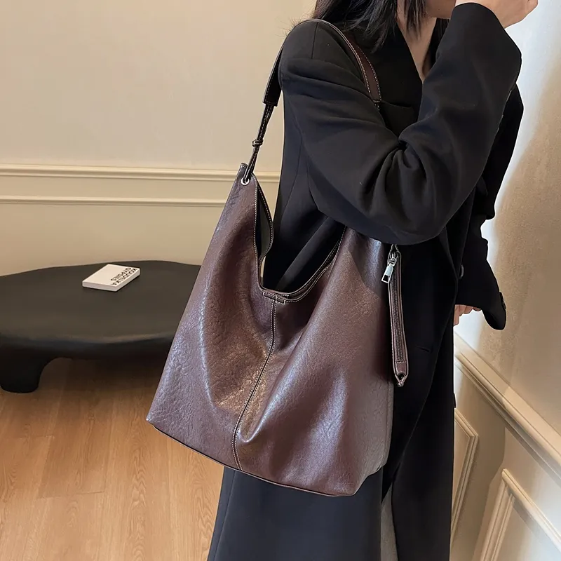 Gerlanx Pu Shoulder Bag Large Size Women's Black Burgundy Khaki Coffee-13
