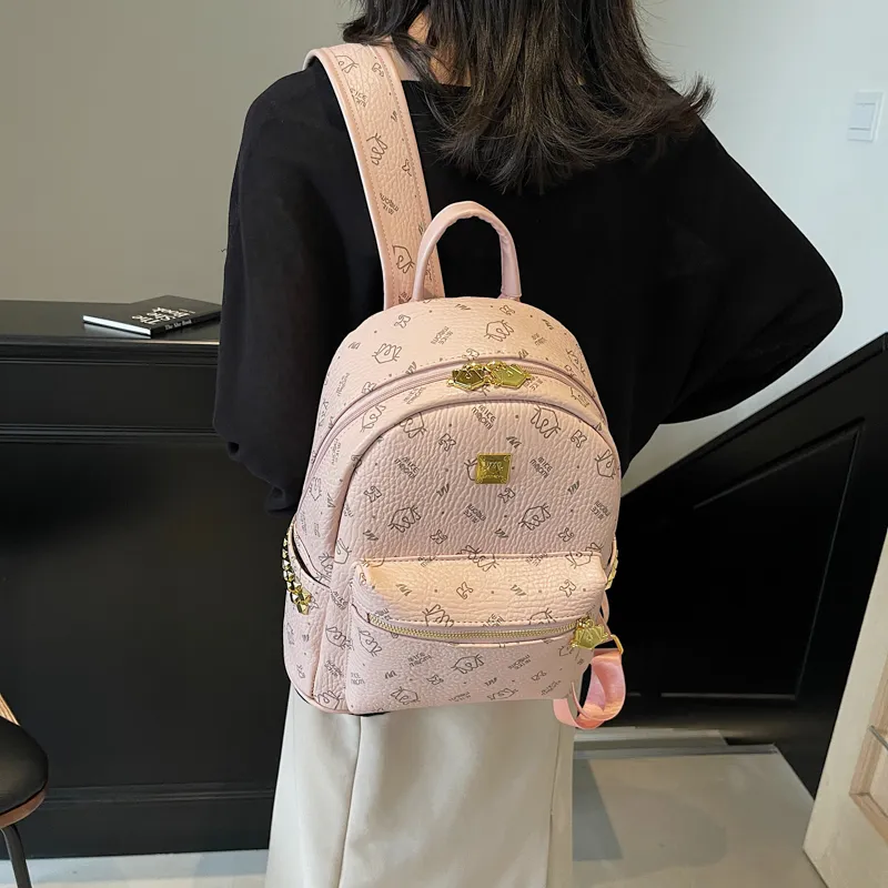Gerlanx Pu Backpack Regular Women's Pink/Brown/Black/White-8