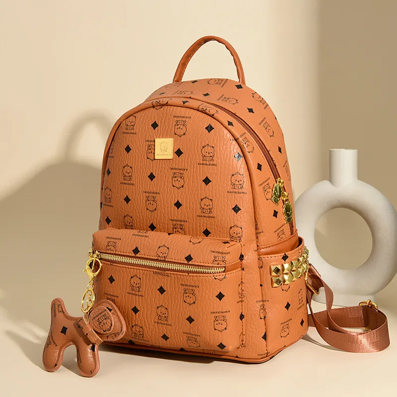 Gerlanx PU Backpack Medium Size Women's Brown/Pink/White/Black-2