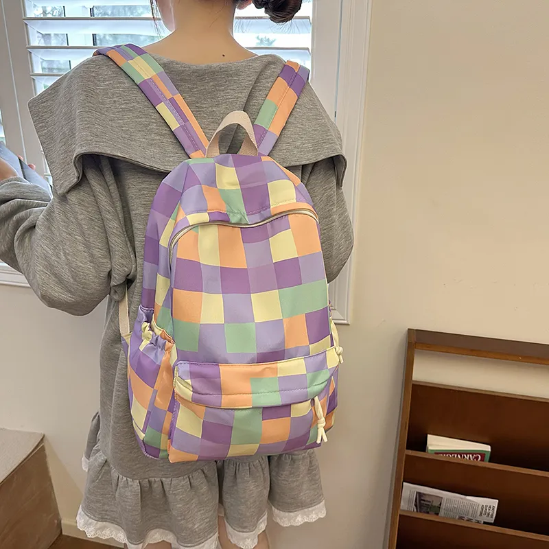 Gerlanx Nylon Backpack Women's Blue Green/Purple Pink/Blue Purple/Blue White-17