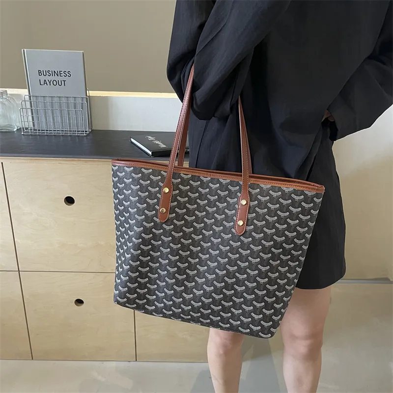 Gerlanx PU Tote Bag Shopping Bag Shoulder Bags Large Size Women's Black/Brown-8