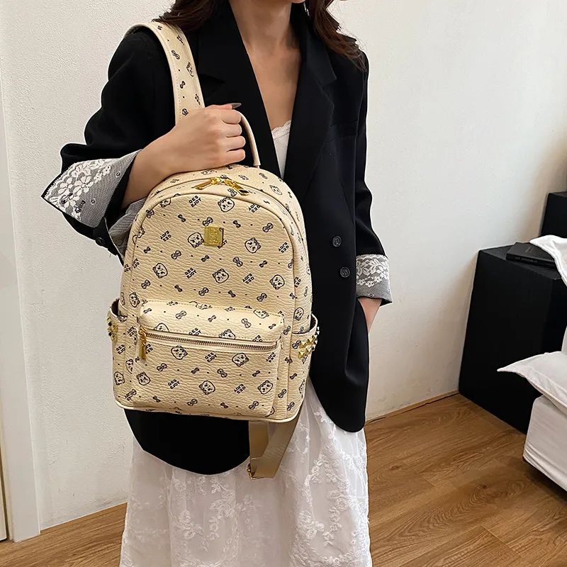 Gerlanx PU Backpack Regular Women's Pink/Brown/White/Black-10