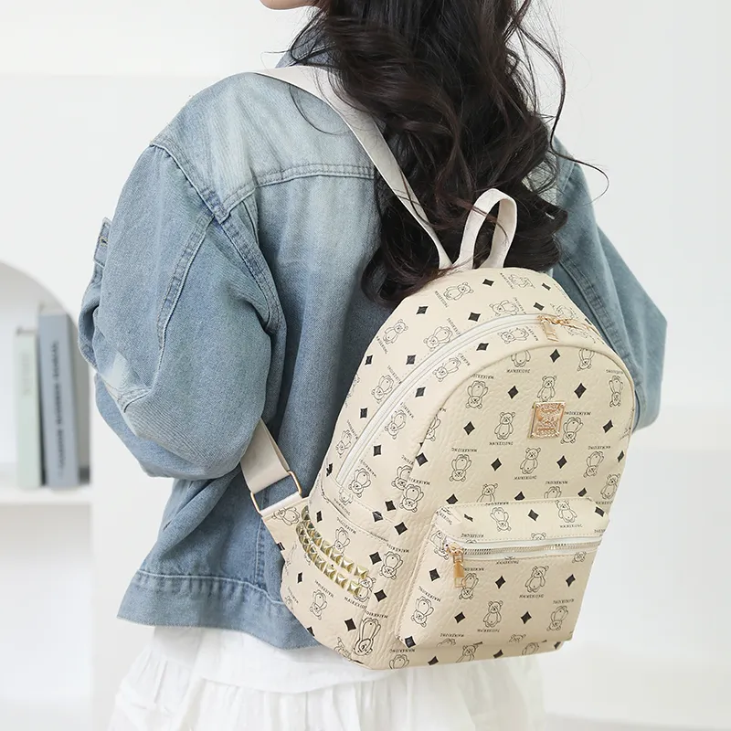 Gerlanx Pu Backpack Women's Brown/Pink/White/Black-8