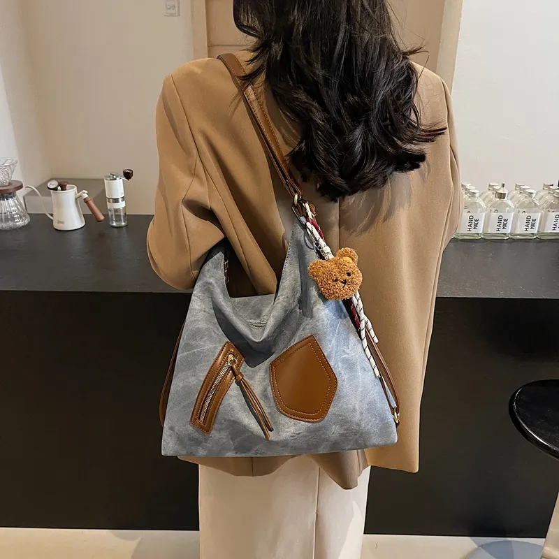 Gerlanx Pu Tote Bag, Shoulder Bag, Backpack Large Size Women's Dark Tea/Coffee/Brown/Denim Blue/Ecru-3