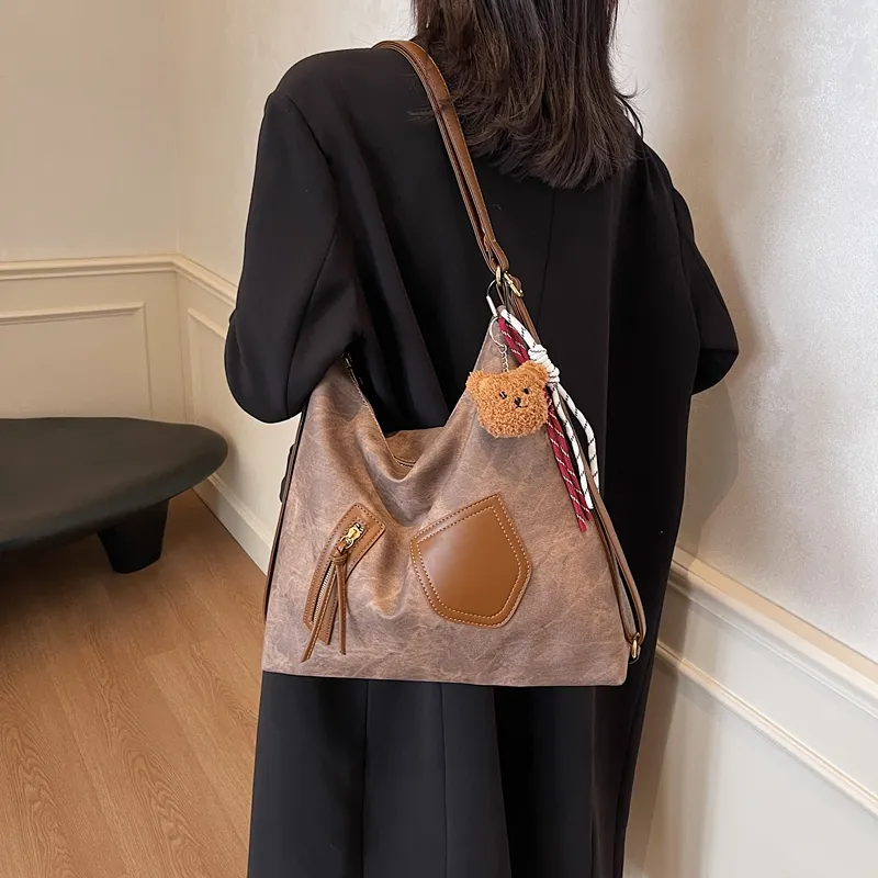 Gerlanx Pu Tote Bag, Shoulder Bag, Backpack Large Size Women's Dark Tea/Coffee/Brown/Denim Blue/Ecru-11