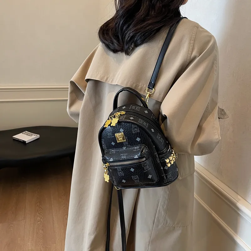 BAODIDAISHU Pu Backpack Women's White/Pink/Brown-61
