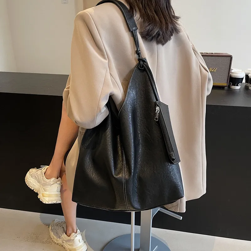 Gerlanx Pu Shoulder Bag Large Size Women's Black Burgundy Khaki Coffee-2