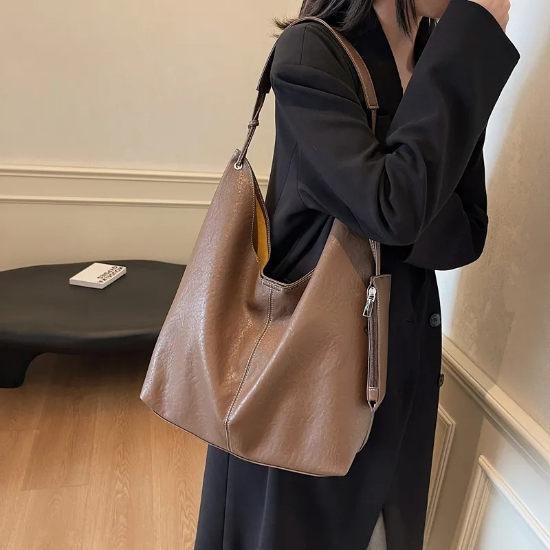 Gerlanx Pu Shoulder Bag Large Size Women's Black Burgundy Khaki Coffee-7