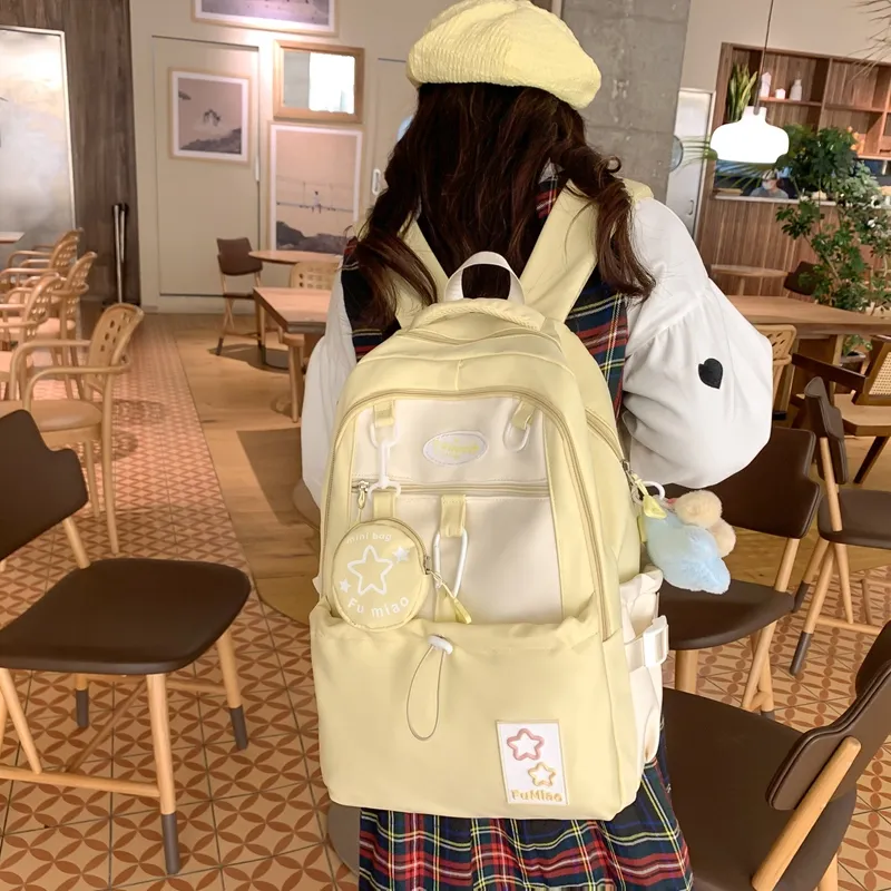Gerlanx Canvas Backpack Regular Unisex Black Purple Pink Yellow Blue-17