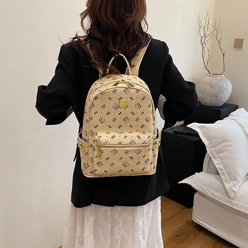 Gerlanx PU Backpack Regular Women's Pink/Brown/White/Black-14