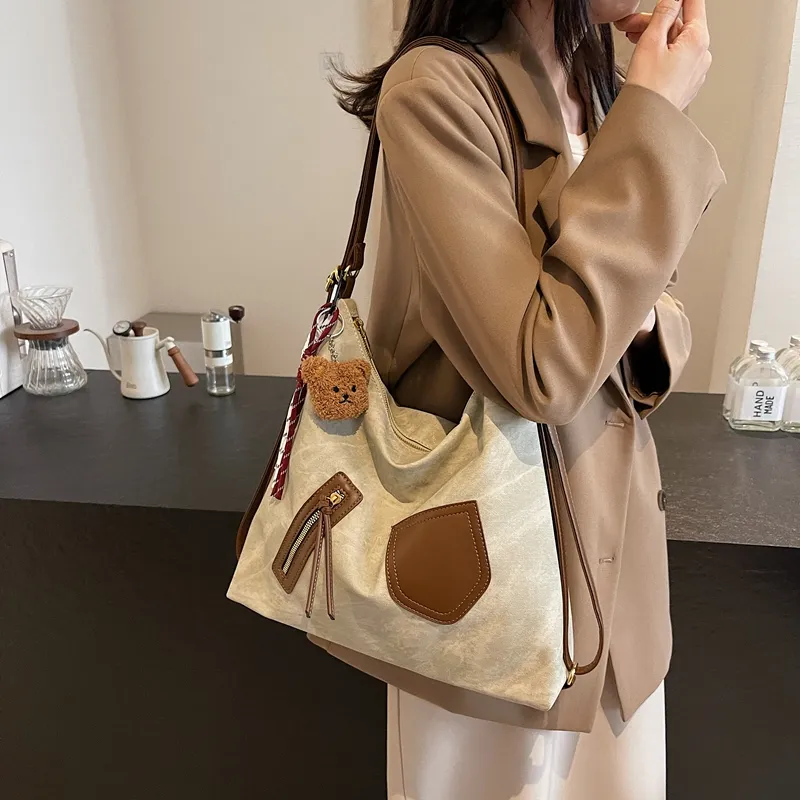 Gerlanx Pu Tote Bag, Shoulder Bag, Backpack Large Size Women's Dark Tea/Coffee/Brown/Denim Blue/Ecru-22
