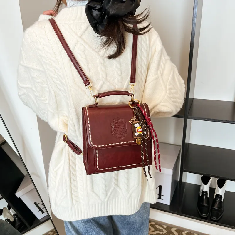 Gerlanx PU Backpack Small Size Women's Dark Tea/Burgundy/Brown/Coffee-13