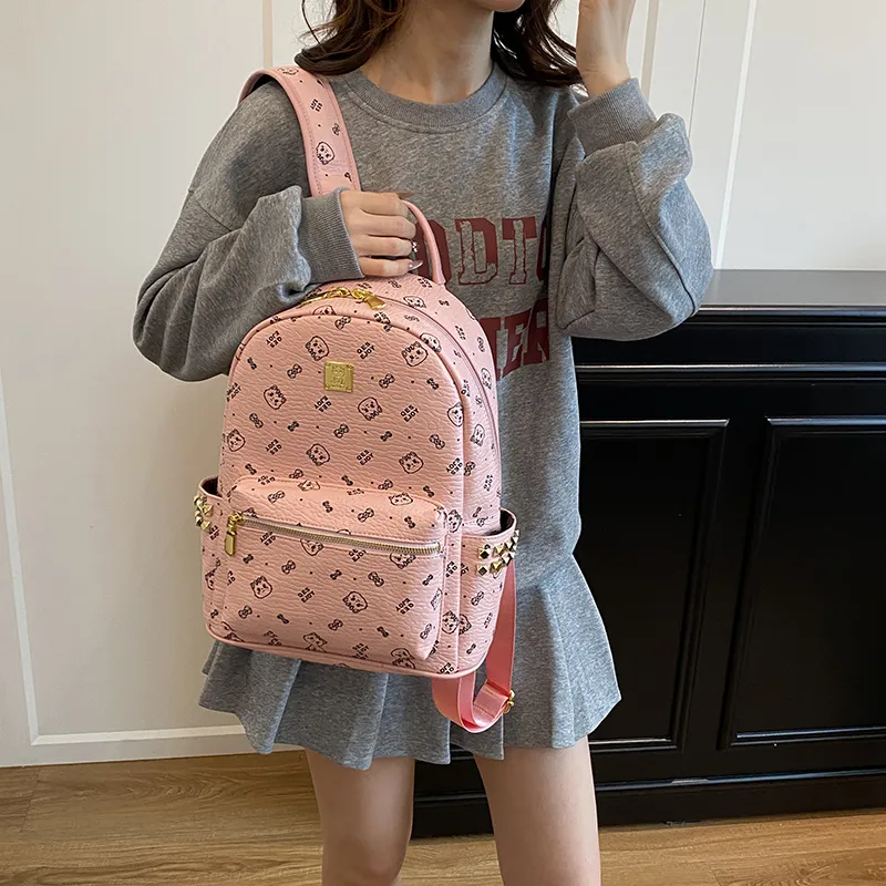 Gerlanx PU Backpack Regular Women's Pink/Brown/White/Black-1