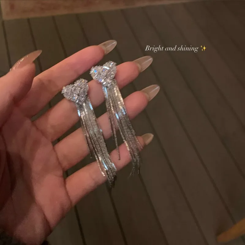 Peach Tea Zircon Earrings Women's-1