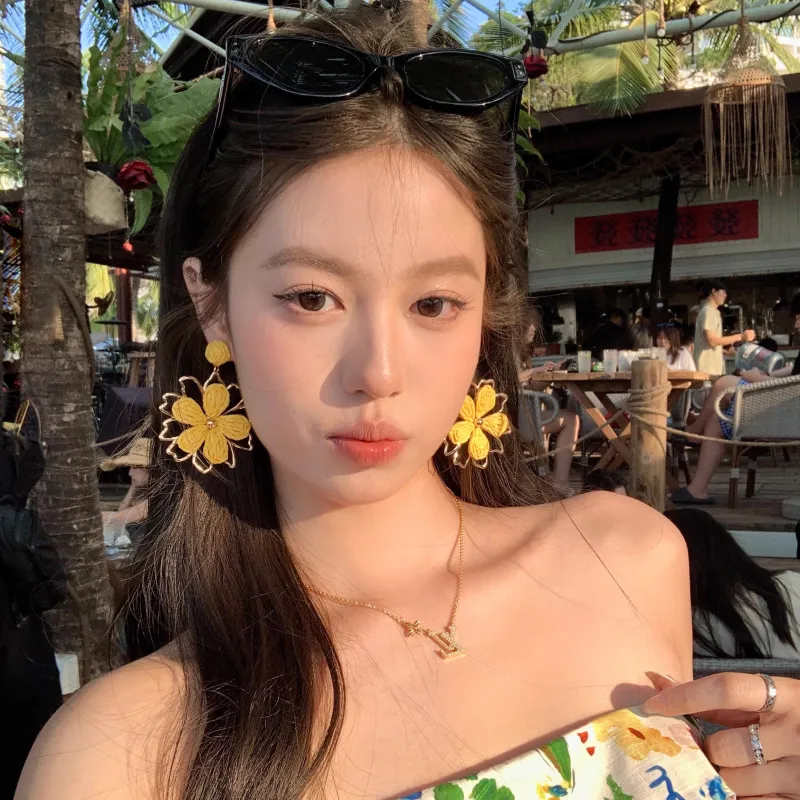 Peach Tea Alloy Earrings Women's-2
