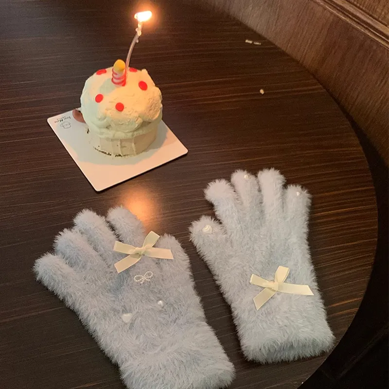 Peach Tea Plush Knit Gloves Women's-8