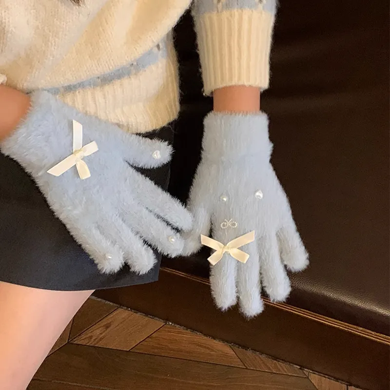 Peach Tea Plush Knit Gloves Women's-7