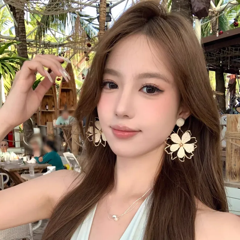 Peach Tea Alloy Earrings Women's-5