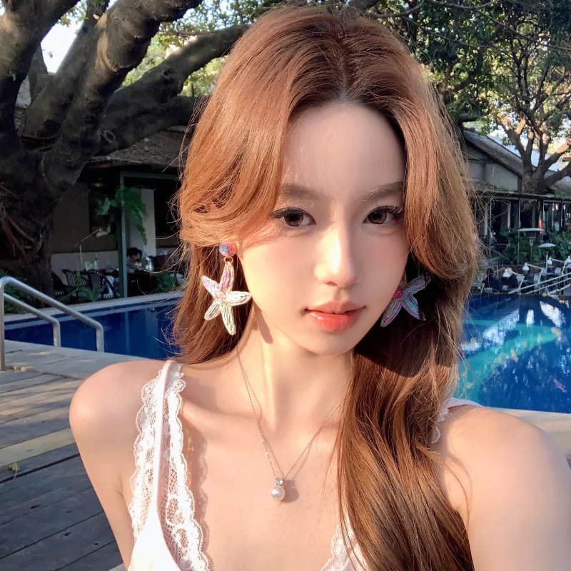 Peach Tea Alloy Earrings Women's-7