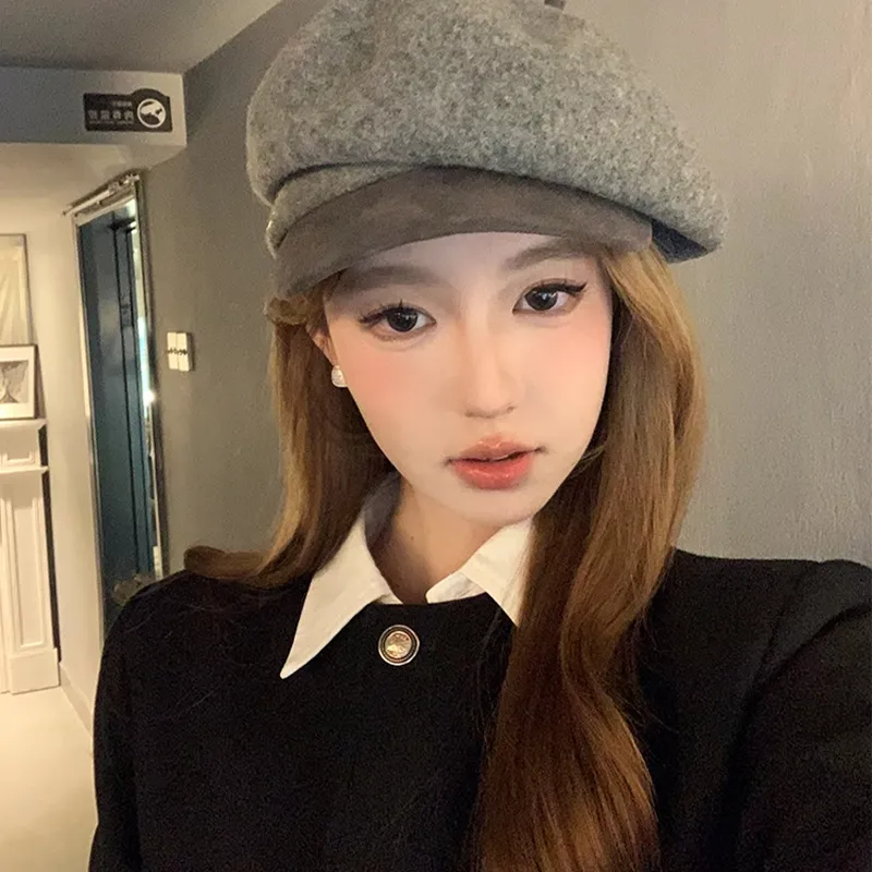Peach Tea Wool Blend Berets Women's-3