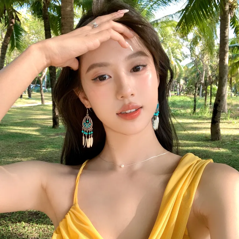 Peach Tea Alloy Earrings Women's-2