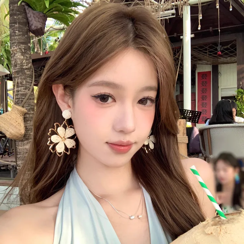 Peach Tea Alloy Earrings Women's-4