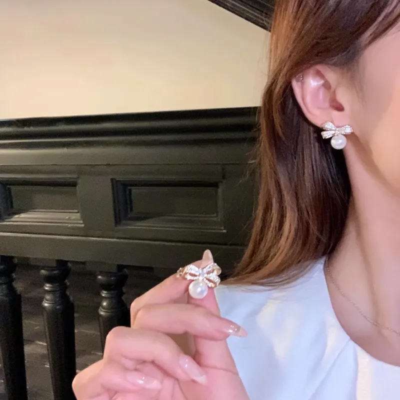 Peach Tea Copper Stud Earrings Women's-3