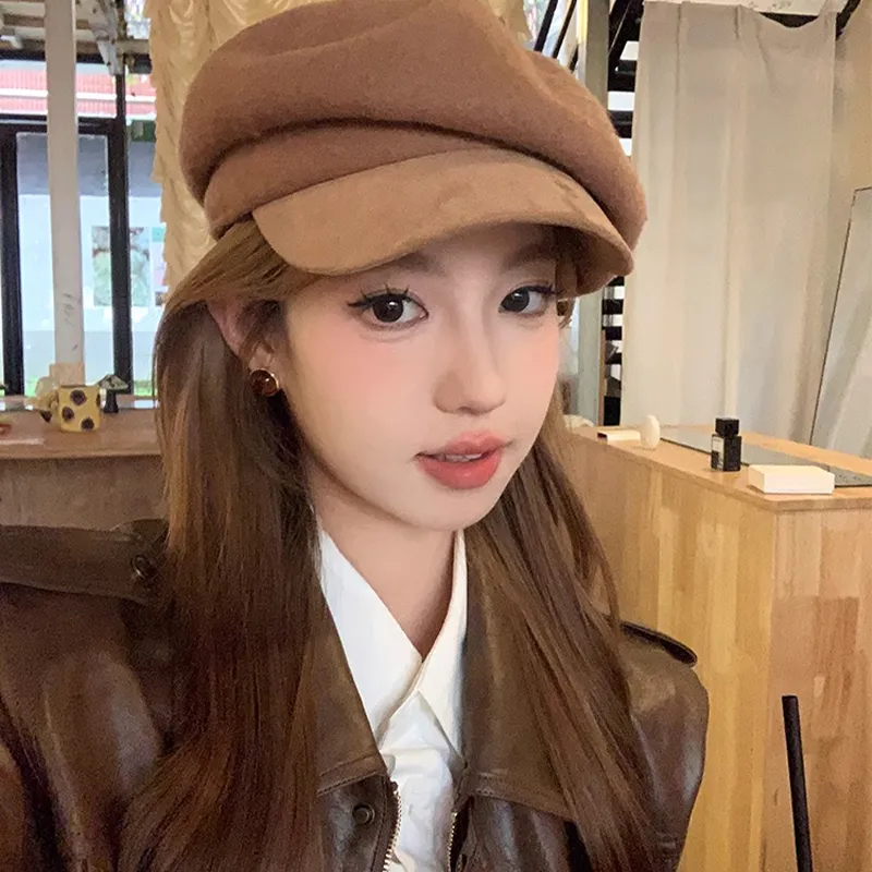 Peach Tea Wool Blend Berets Women's-6