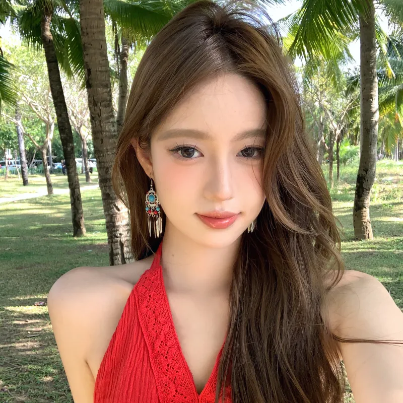 Peach Tea Alloy Earrings Women's-5