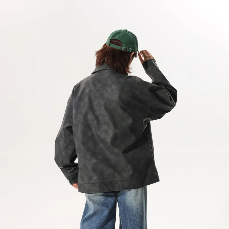 OGEK Leather Jacket Unisex Dark Gray-4