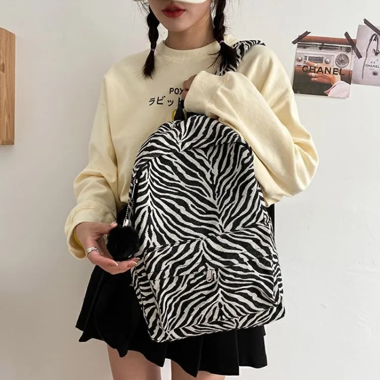 Carissa Special Material Backpack Regular Women's Zebra Print-5