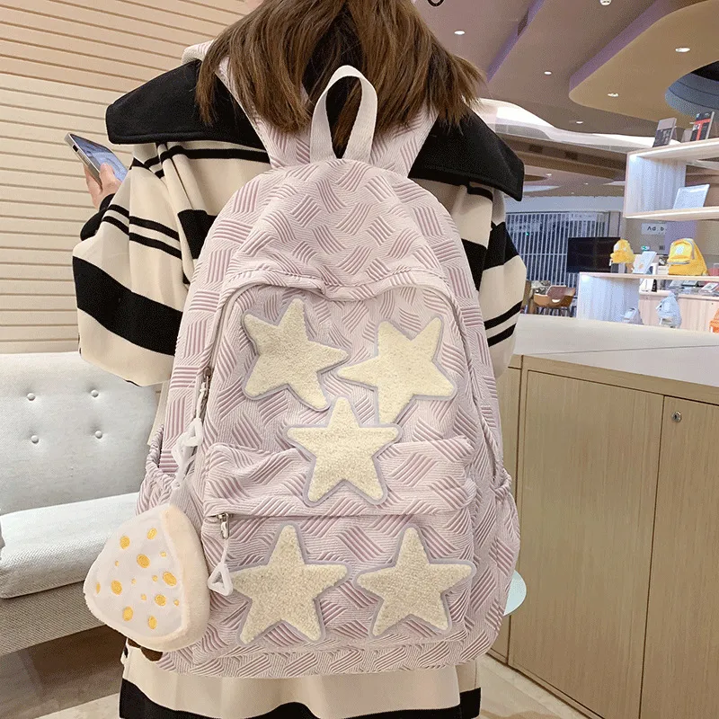 Carissa Nylon Backpack Regular Women's Gray/Blue/Light Yellow/Light Purple-9