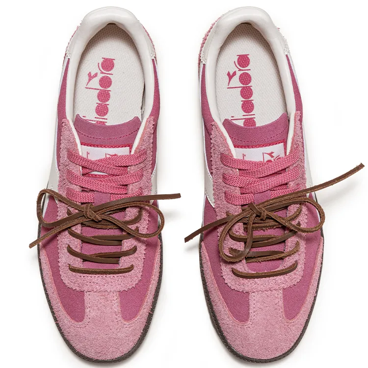Diadora Wear-Resistant Low-Top Skateboard Shoes Unisex Pink White-2