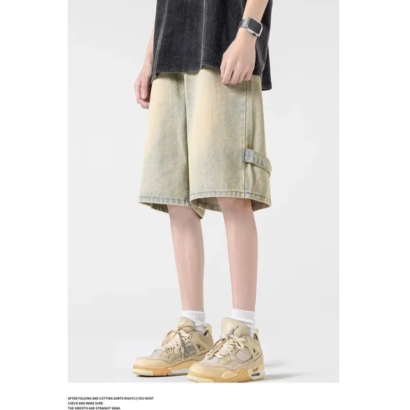 TONYBEAR Denim Shorts Men Cement-2