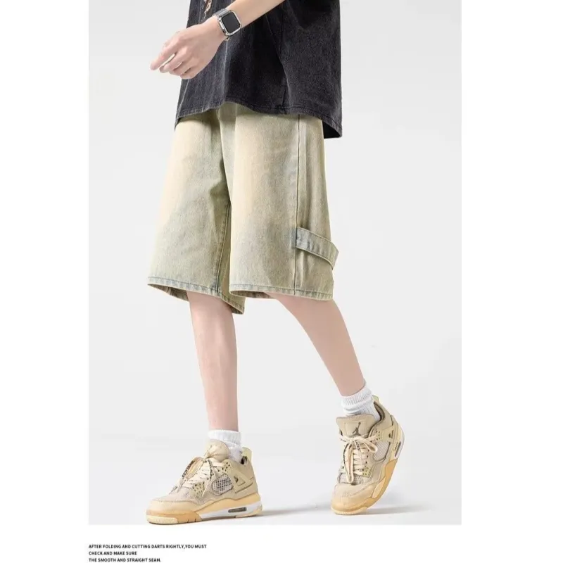 TONYBEAR Denim Shorts Men Cement-3