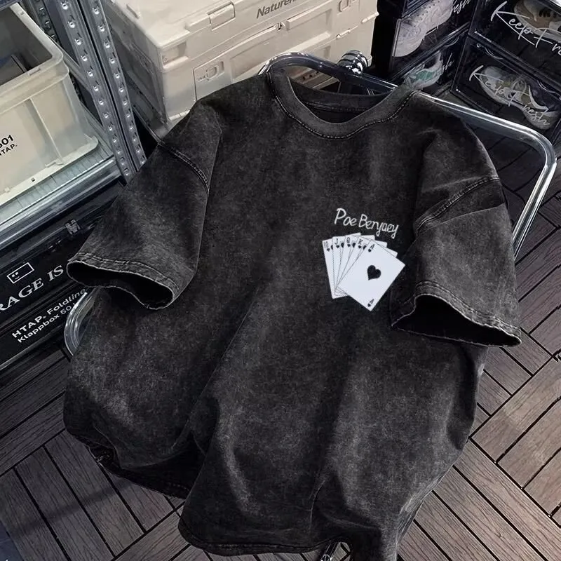 TONYBEAR Men's Casual Sports Loose Fit Lightweight Korean Style Ins Fashion Students T Shirt Men's Gray-4