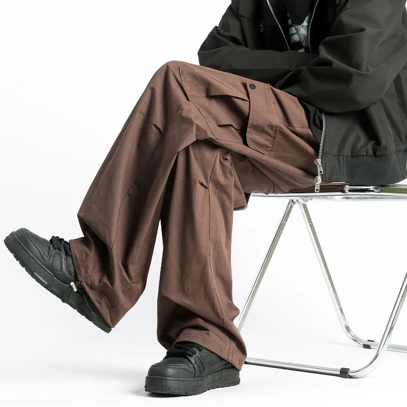 TONYBEAR Casual Pants Men Red Coffee-4